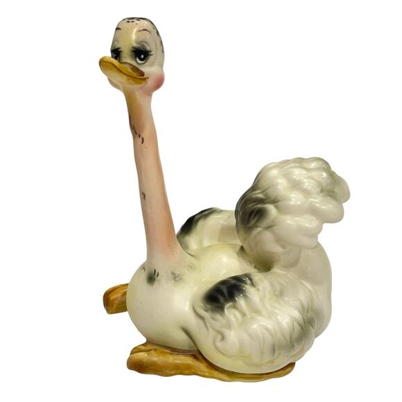 Vintage Josef Originals Mother Ostrich Figurine Japan Hand Painted Ceramic Bird - Picture 1 of 16